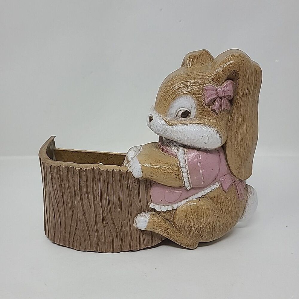 Vintage Bunny Wall Pocket Kitschy Anthropomorphic Burwood Products Co Plastic